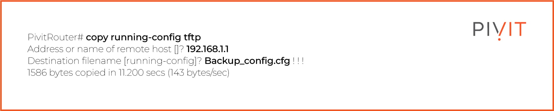 Copy running-config tftp command on a router and the actions involved