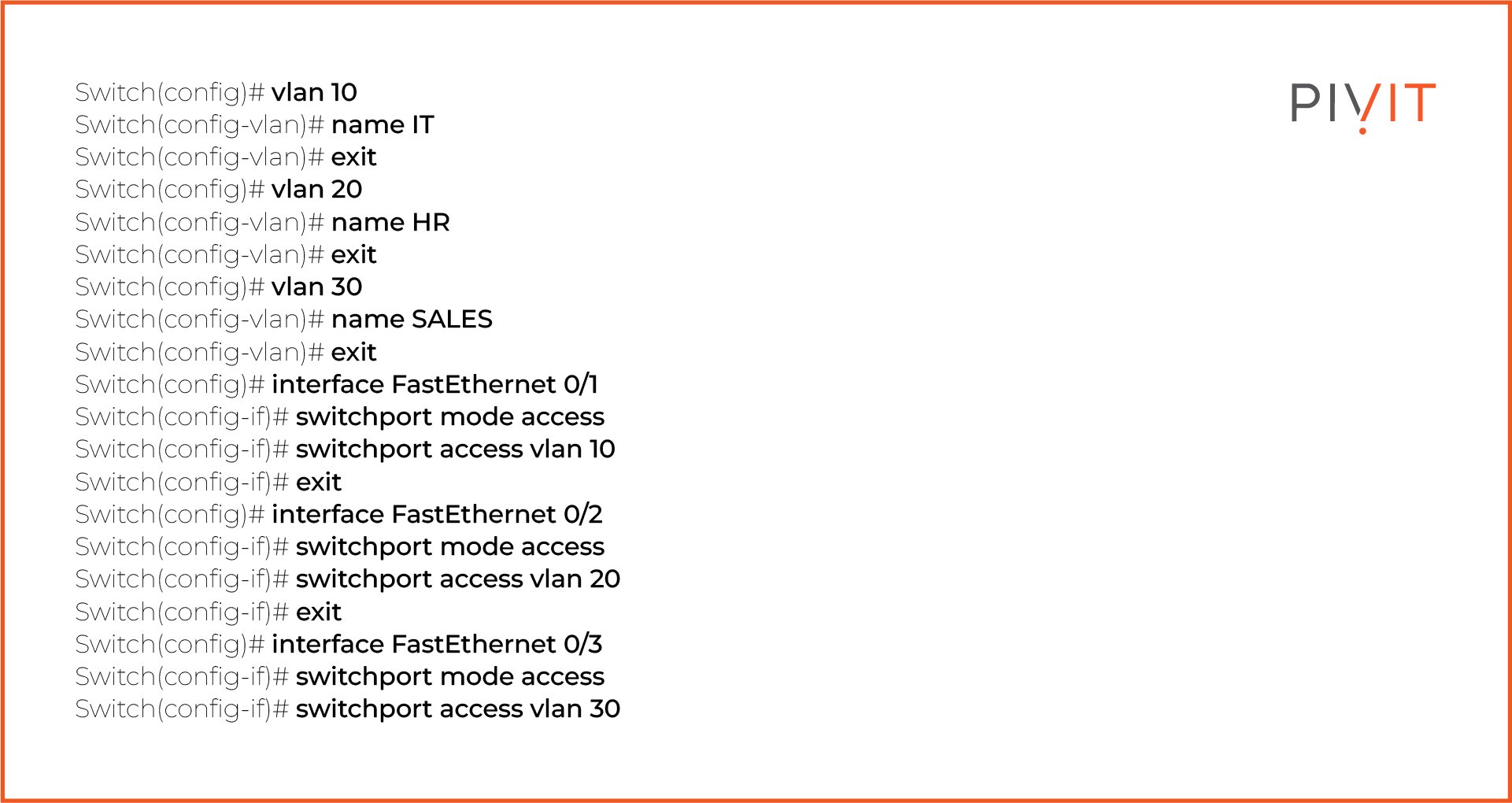 Configuring VLANs on a switch and assigning interfaces to corresponding VLANs