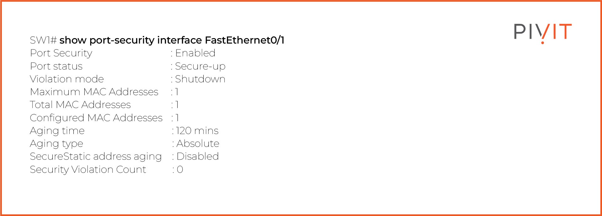 The show port-security interface command and its output