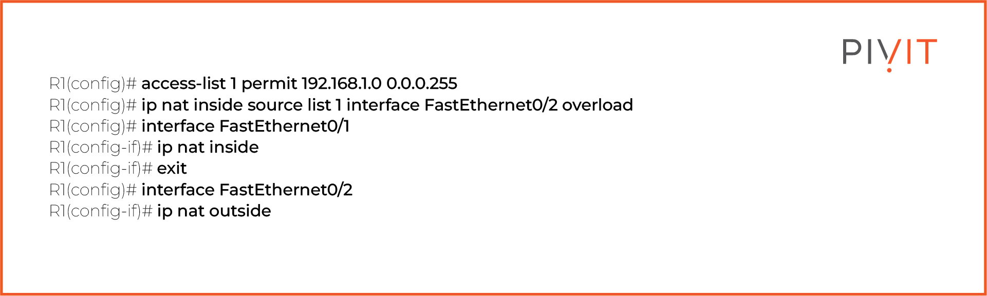 Configuring PAT on a router